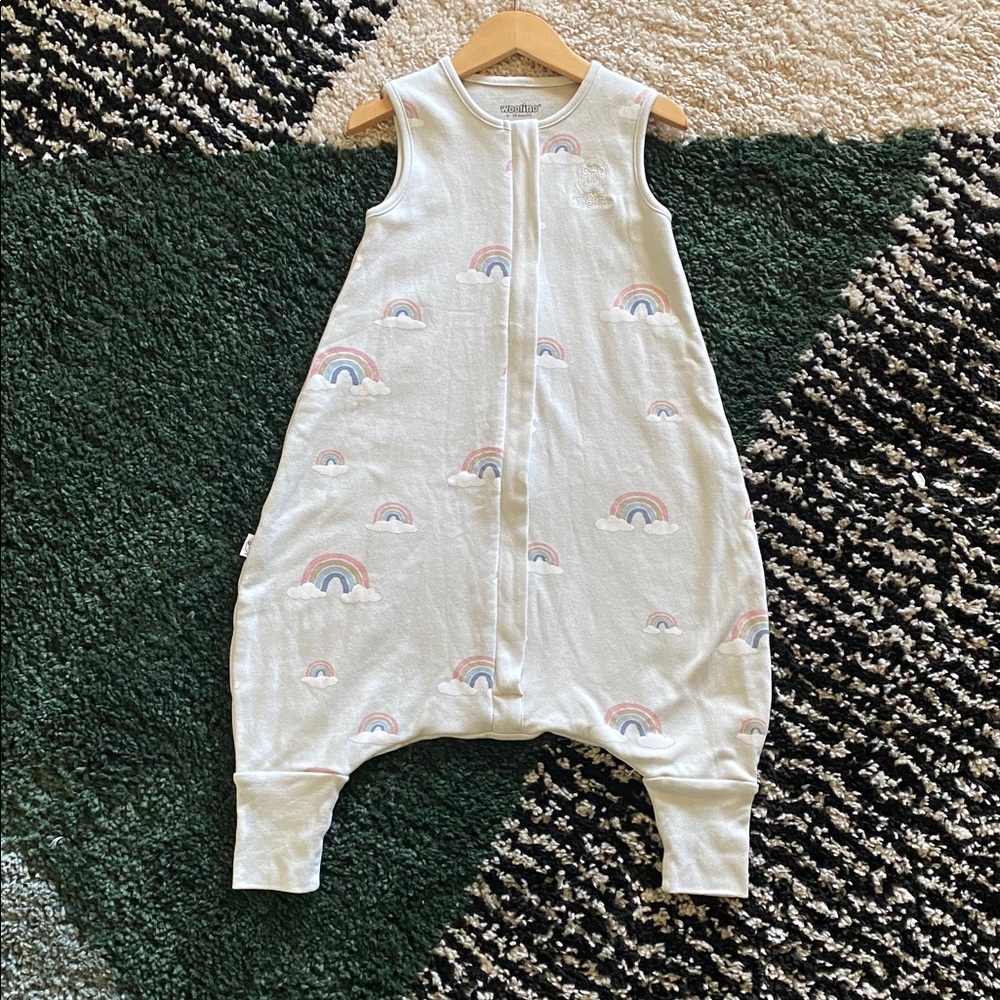 Woolino Sleep Bag with feet walker sleep sack rainbow print 6-18 months